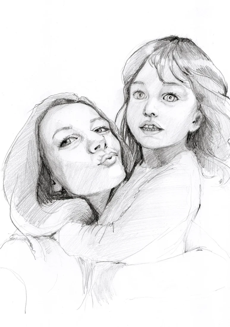 Handgezeichnetes Bleistiftportrait nach dem persönlichen Referenzfoto.